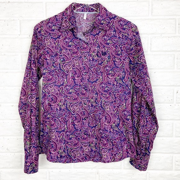 purple paisley cinch shirt